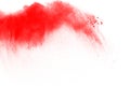 Red color powder explosion on white background. Mauve red color cloud. Royalty Free Stock Photo