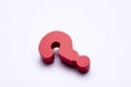 Red color question mark miniature object Royalty Free Stock Photo