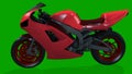 Red Color Racing Bike View From Left Side On Green Screen-3D Rendering Photos