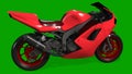 Red Color Racing Bike View From Right Side On Green Screen-3D Rendering Photos