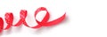 Red Color silk ribbon with dots on white background Royalty Free Stock Photo
