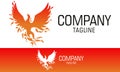 Red Color Simple Phoenix Bird Spread Wing Logo Design