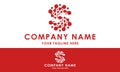 Red Color Simple Tech Line Connect Initial Letter S Logo Design Royalty Free Stock Photo