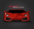 Red color sport car vector illustration on gray background Royalty Free Stock Photo