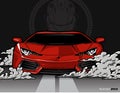 Red color sport car vector illustration on gray background Royalty Free Stock Photo