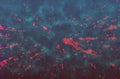 Red Color Spots On A Dark Grungy & Stainy Abstract Background