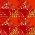 Red color traditional ornament patchwork pattern