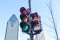 Red color on the traffic light in Montreal Royalty Free Stock Photo