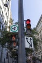 Red color on the traffic light and signals in Montreal downtown Royalty Free Stock Photo