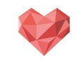 Red color vector heart polygon Logo