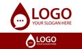 Red Color Water Drop Negative Bubble Speech Logo Design