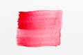 Red watercolor handdrawing as line brush on white paper background