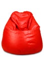 Red colored bean bag isolated