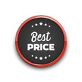 Red colored best price circle banner isolated on white background. Can be used on any background.