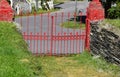 Red colored churchyard gate