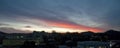 Red colored cirrostratus cloud, sunset landscape panorama