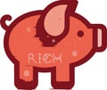 Red vector pig Icon inspired by minimalist Scandinavian wooden toy style, part of Chinese Zodiac Icon Set in Swedish Royalty Free Stock Photo