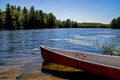 Red Kevlar Canoe On A Canadian Lake