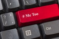 Red colored Me Too button on black computer keyboard. Sexual harassment concept. Royalty Free Stock Photo