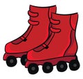 Clipart of the red-colored roller skates set isolated on white background, vector or color illustration