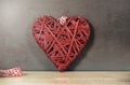 Red colored weaved heart shape Royalty Free Stock Photo