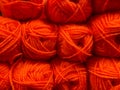 red colored wool yarn thread balls Royalty Free Stock Photo