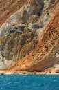 Red colorful shoreline on Milos island Royalty Free Stock Photo