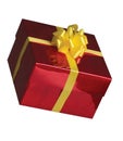 Red colour gift box with yellow ribbon Royalty Free Stock Photo