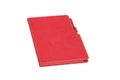 A red coloured leather daily planner has a side pen holder retaining clamp. Royalty Free Stock Photo