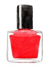 Red coloured nail polish with black cover at the top in watercolor