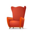 Red comfortable cartoon armchair vector