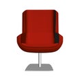 Red comfortable chair. Front view. 3D. Vector