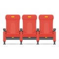 Red comfortable realistic cinema seat vector illustration isolated