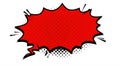 Red comic-style speech bubble with a jagged, spiky border outlined in black. The Royalty Free Stock Photo