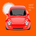 Red Compact Car 3D Render Front View Isolated Royalty Free Stock Photo