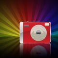 Red camera on colorful background Royalty Free Stock Photo