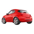 Red compact modern hatchback car viewed from rear three-quarter angle red car compact car Royalty Free Stock Photo