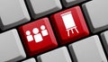 Red computer keyboard: Digital Education 3D illustration Royalty Free Stock Photo