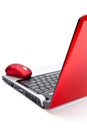 Red computer mouse and red notebook Royalty Free Stock Photo