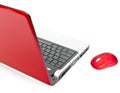 Red computer mouse and red notebook Royalty Free Stock Photo