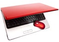 Red computer mouse and red notebook Royalty Free Stock Photo