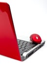 Red computer mouse and red notebook Royalty Free Stock Photo