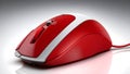 Red computer mouse on white background Ai Generated Royalty Free Stock Photo