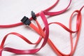 red computer wires for hard drive Royalty Free Stock Photo