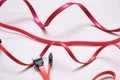 red computer wires for hard drive Royalty Free Stock Photo