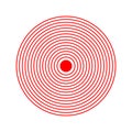 Red concentric circles. Vibration, radiation, coverage or localization icon. Sore or inflammation symbol. Pain, pulse or