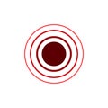 Red concentric rings. Epicenter theme. Simple flat illustration isolated on white background.