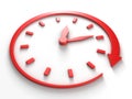 Red concept clock dial with around arrow Royalty Free Stock Photo