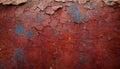 Red concrete texture with rust, blue cracked paint and scratches