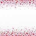 Red Confetti Hearts Falling. Heart confetti falling on transparent background. Valentines Day background. Valentine Day flat style Royalty Free Stock Photo